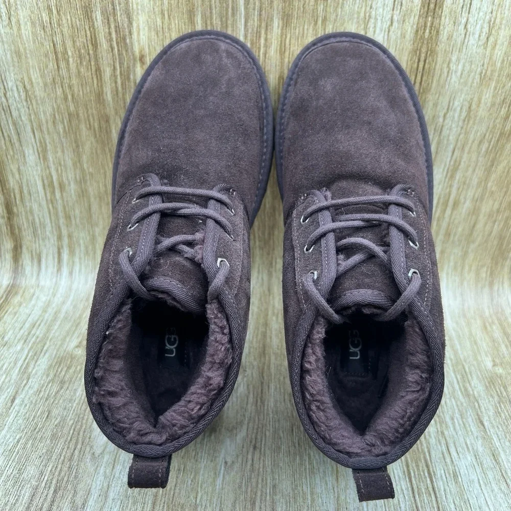 UGG Neumel‎ Chukka Boots Men's Size 9 Dark Brown Suede Fur Lined Shoes 3236